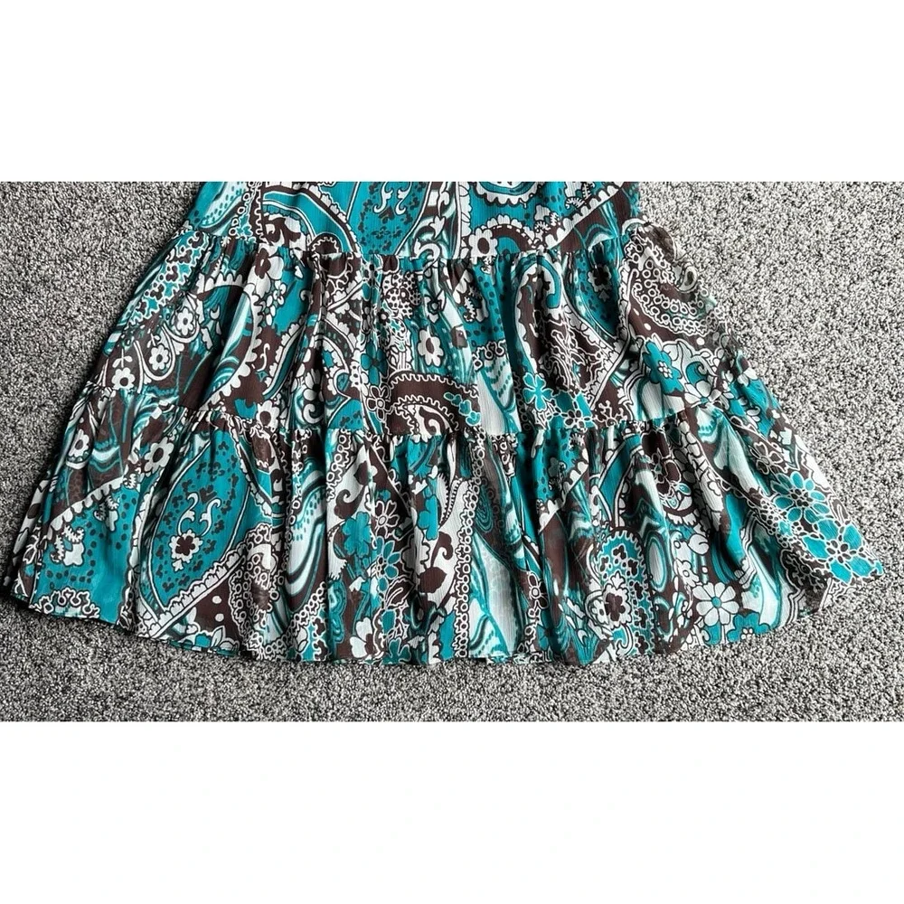 Vintage 2000's Nicole Miller Women's Brown/Teal boho paisley skirt size‎ 6